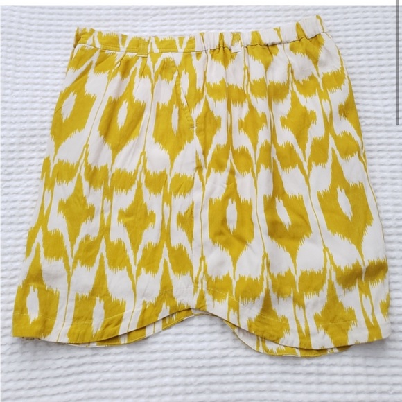 LOFT rayon ikat lined button down tropical mini skirt L - Picture 2 of 9